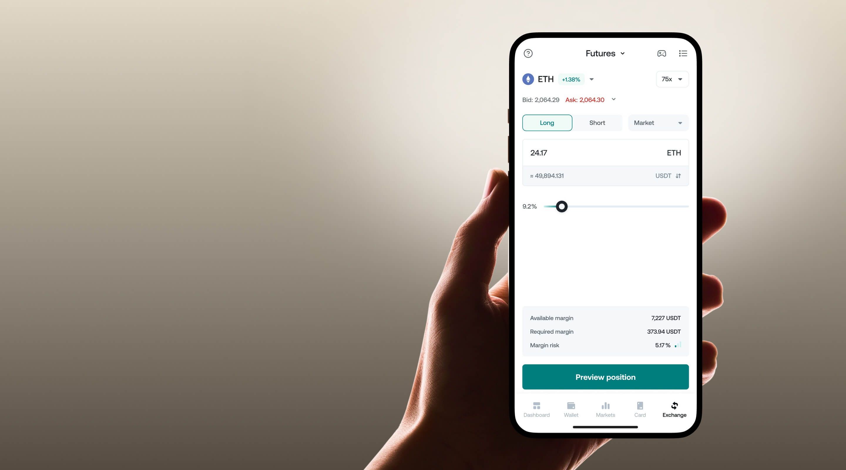Futures slider - step 3
