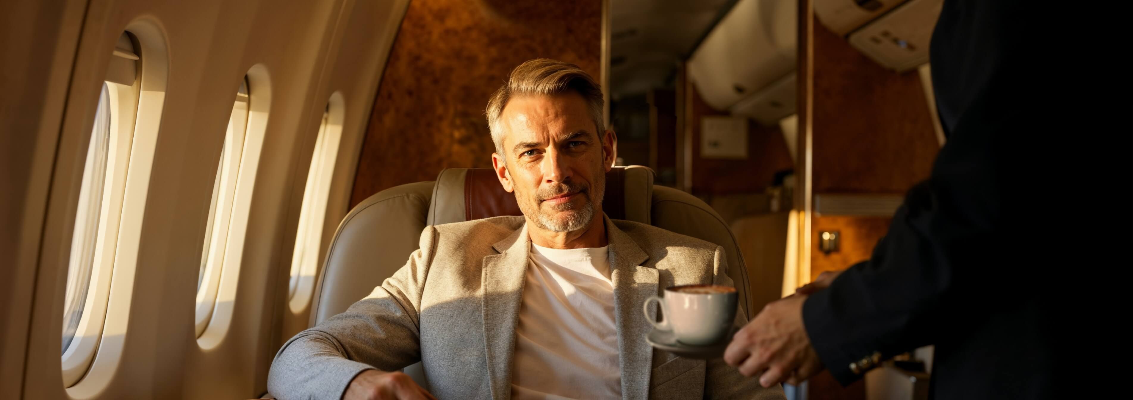 Business man in a plane